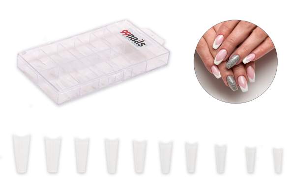 Classic Nail Tips Natural Look-Compartment Storage Box 250 pcs