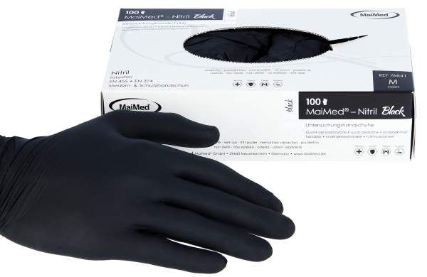 Nitrile Gloves Black 100 pack Size M