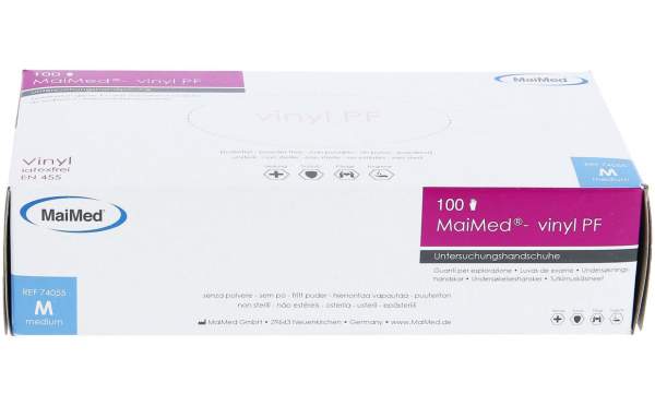 MaiMed Vinyl Gloves White 100 pack Size M